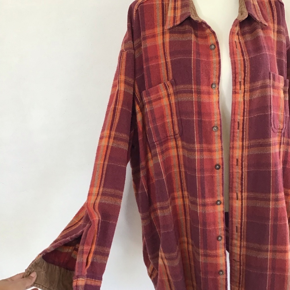 St. John’s Bay Men Vintage Red and Orange Strip Plaid Outdoor Shirt Jacket 4X - Picture 3 of 10